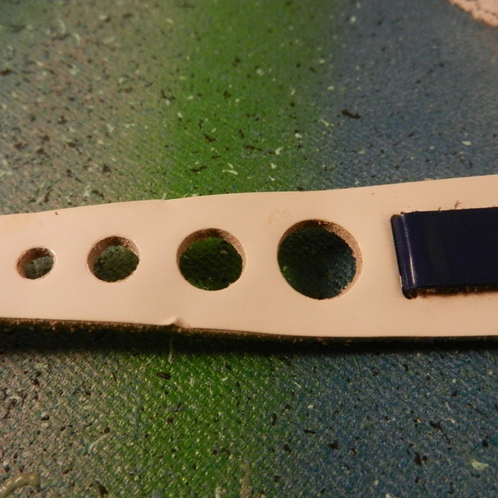 VTG 80s unisex watch band circle cut out blue white watchband sporty nautical - Picture 8 of 11